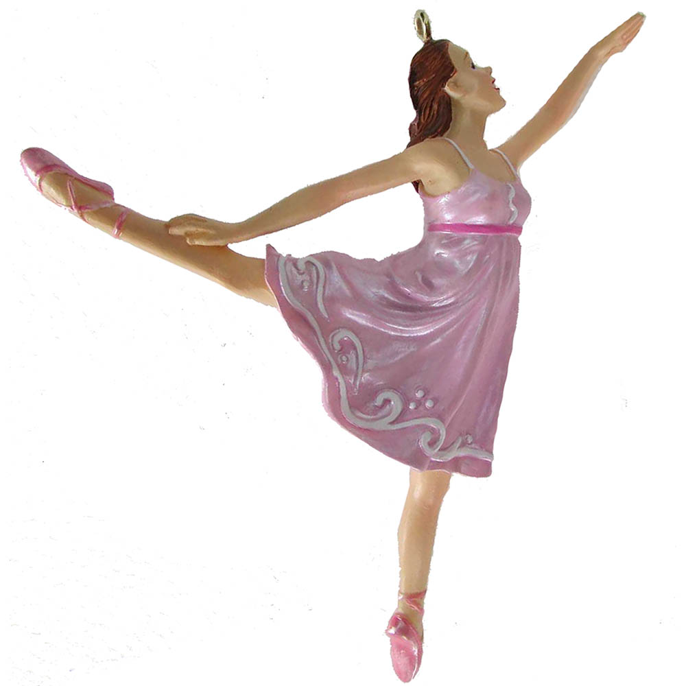 Pink Resin Arabesque Ballerina Ornament 4 inch